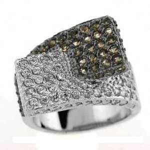  Sterling Silver Simulated Diamond and Smokey Quartz cz Ring Jewelry