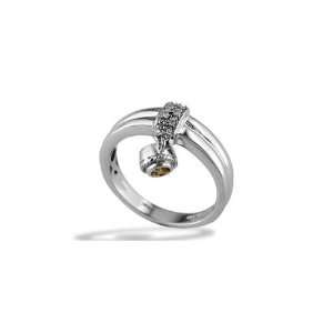 14k Gold Plated Silver Smokey Quartz Diamond Ring Jewelry