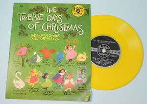 Vintage 1960 Golden Record Twelve Days of Christmas Yellow 78rpm Vinyl 