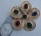 Vintage Christian Dior Gold Leaf Brooch and Matching Clip Earrings 