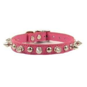  12 Pink Spiked and Studded Leather Dog Collar By Furry 