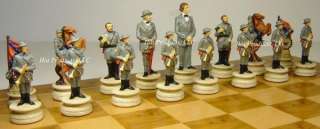 CIVIL WAR US North vs South chess set 17 Burlwood Board  