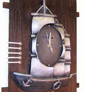 3D Nautical Ship Sail Boat Wooden Deco Art Wall Clock  