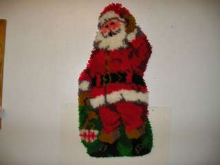   33 completed Latch Hook figural Santa Claus Wall Hanging  