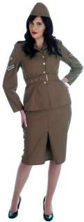 WW II ARMY GIRL ADULT WAR TIME 1940S COSTUME (MEDIUM) FANCY DRESS 