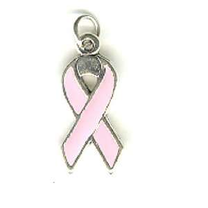  Sterling Silver Pink Breast Cancer Awareness Ribbon Charm 