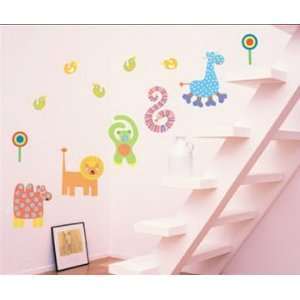  Cute Colorful Animals Jungle Peel and Stick Wall Sticker 