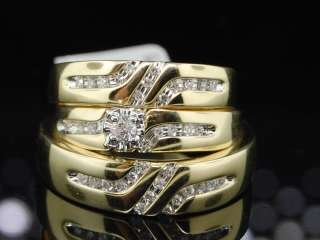 LADIES + MENS BRIDAL ENGAGEMENT BAND DIAMOND TRIO SET  