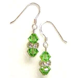 Sterling Silver Swarovski Crystal Earrings   Green Arts 