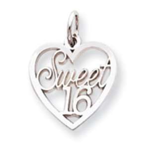  10k White Gold Sweet 16 in Heart Charm Jewelry
