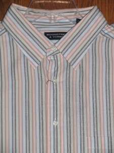 Mens ROUNDTREE S/S Striped Button Front Shirt ~NWT XLT  