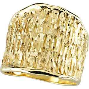 14 KT Yellow Gold Unique Design Wide Cigar Band Ring  
