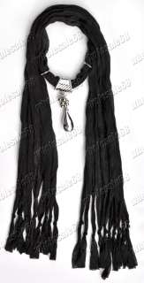   fashion womens black scarf pendant necklaces cotton scarves jewelry