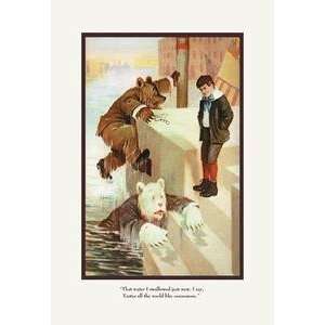 Vintage Art Teddy Roosevelts Bears Teddy B and Teddy G in the Water 