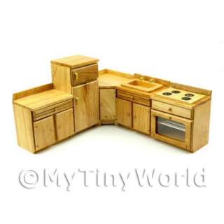 Piece Oak Kitchen Set Dolls House Furniture (FRS7)  