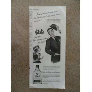Vitalis hair cream,Vintage 40s print ad (man, little girl)Original 