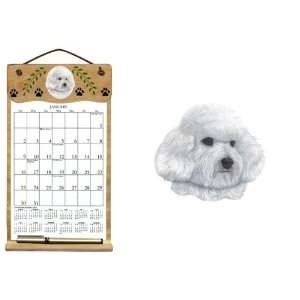  Wooden Refillable Dog Wall Calendar Holder with attached Pencil 