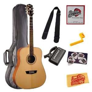  Washburn WD10S Dreadnought Acoustic Guitar Bundle with Gig 