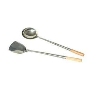 Machine Made 7 Oz. Stainless Steel Wok Ladle With Wood Handle  17 1/2 