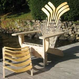 SkiChair Blue Line Hockey Stick Wooden Adirondack Chair and 